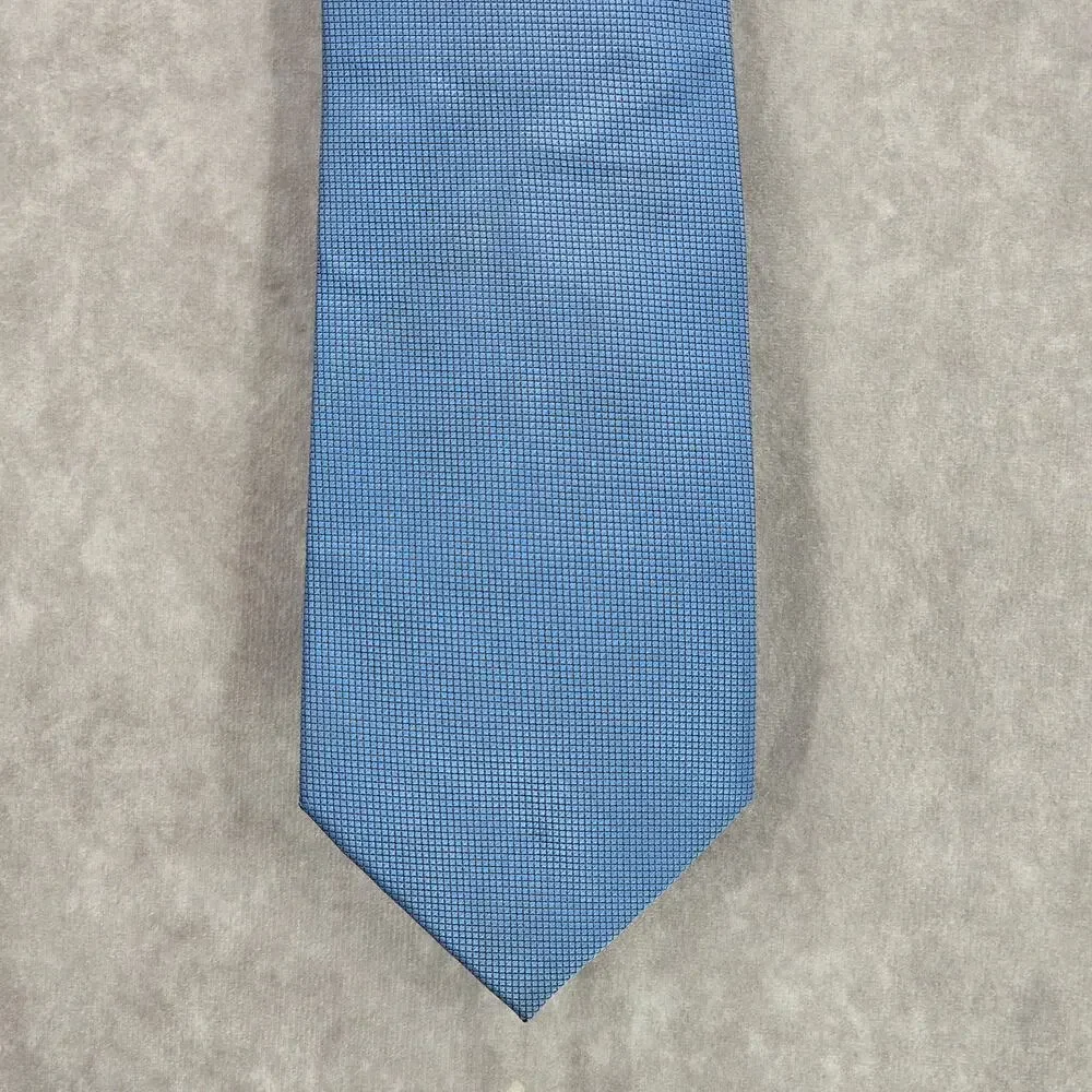 Vistini‎ Blue Solid Box Checkered Pattern Executive Corporate Men's Neck Tie